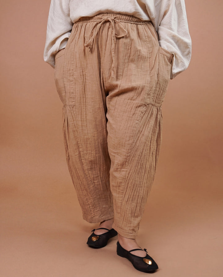 Brown Barrel Muslin Pant